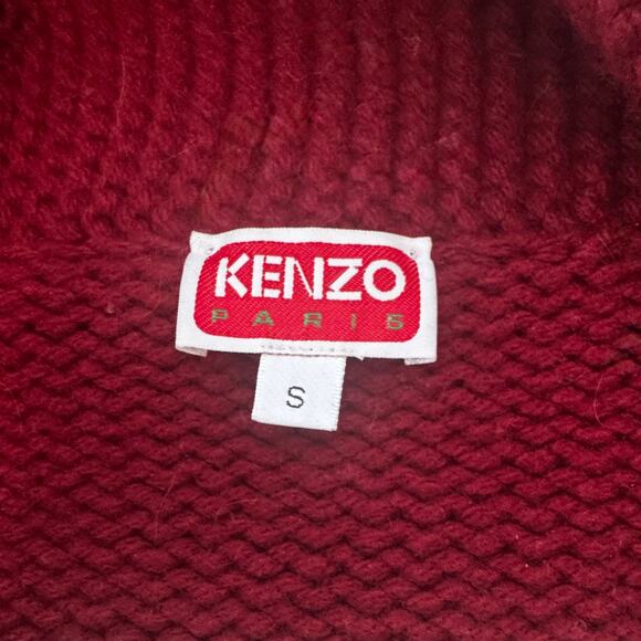 KENZO: Men's 100% Wool Intarsia Knit Full Zip Cardigan - S - Picture 4 of 7